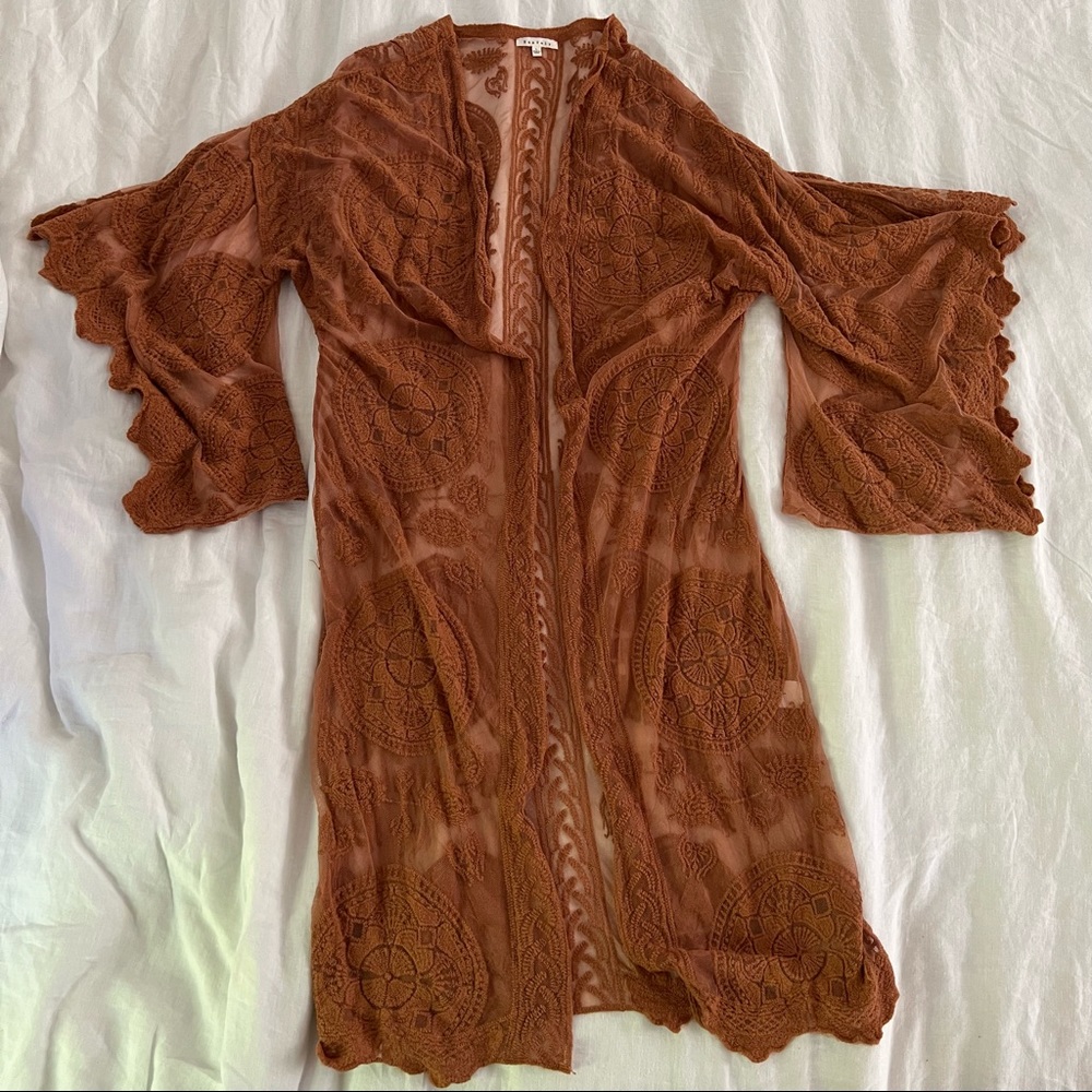 Boho Orange Duster, Size Large